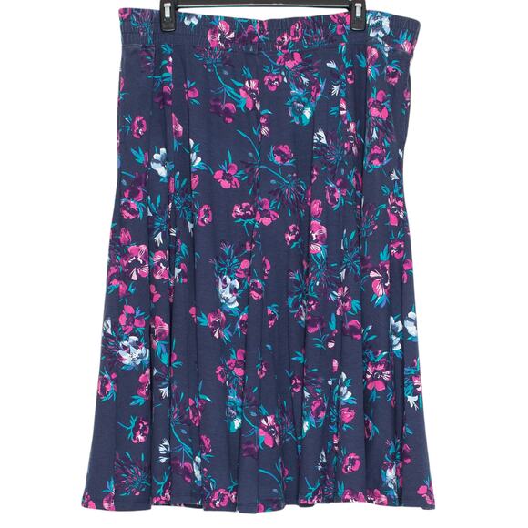 Woman Within Skirt Maxi Cottagecore Coastal Grandma Feminine Boho Floral Blue 3X - Picture 1 of 6